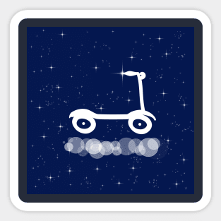 scooter, sport, walk, active lifestyle, transportation, technology, light, universe, cosmos, galaxy, shine, concept Sticker